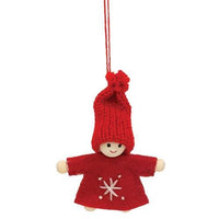 Thumbnail for Mini Snowflake Stitched Wooden Doll Ornament 2 Asstd - The Fox Decor