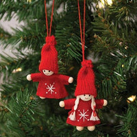 Thumbnail for Mini Snowflake Stitched Wooden Doll Ornament 2 Asstd - The Fox Decor
