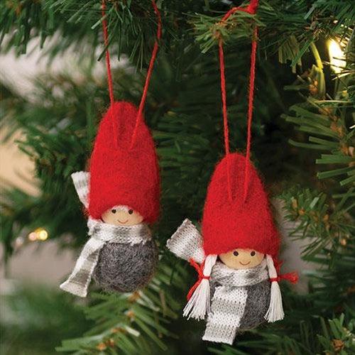 Mini Winter Scarf Wooden Doll Ornament 2 Asstd - The Fox Decor