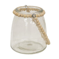 Thumbnail for Tapered Glass Jar w Natural Beaded Handle