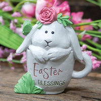 Easter Blessings Resin Bunny in Teacup - The Fox Decor