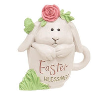 Easter Blessings Resin Bunny in Teacup - The Fox Decor