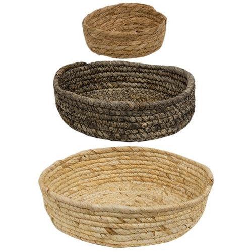 3/Set, Corn Husk Rope Basket Trays - The Fox Decor