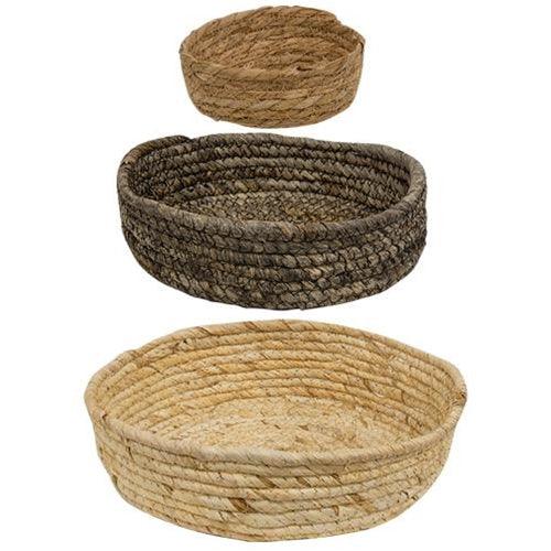 3/Set, Corn Husk Rope Basket Trays