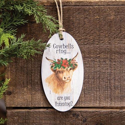 Cowbells Ring Highland Cow Oval Ornament - The Fox Decor