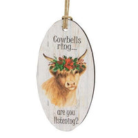 Cowbells Ring Highland Cow Oval Ornament - The Fox Decor