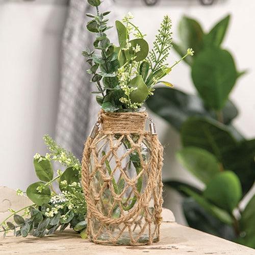 Glass Vase with Rope Net 4 dia x 825H - The Fox Decor