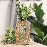 Glass Vase with Rope Net 4 dia x 825H - The Fox Decor