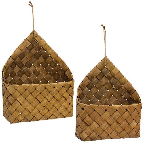 2 Set Natural Chipwood Hanging Baskets - The Fox Decor