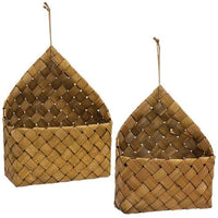 2 Set Natural Chipwood Hanging Baskets - The Fox Decor