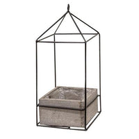 2 Set Wood Plant Holder w Metal Frame - The Fox Decor