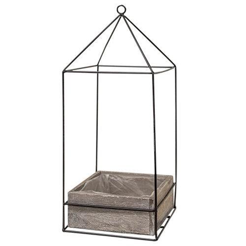 2 Set Wood Plant Holder w Metal Frame - The Fox Decor