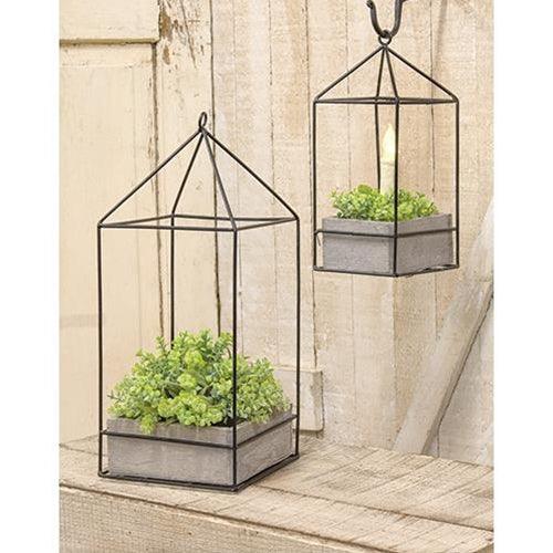 2 Set Wood Plant Holder w Metal Frame - The Fox Decor