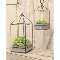 2 Set Wood Plant Holder w Metal Frame - The Fox Decor