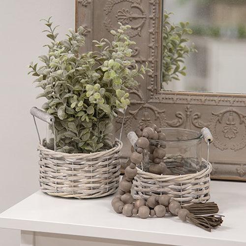 Small Gray Willow Basket & Vase - The Fox Decor