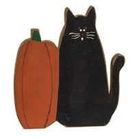 Thumbnail for Rustic Wood Standing Primitive Cat & Pumpkin - The Fox Decor
