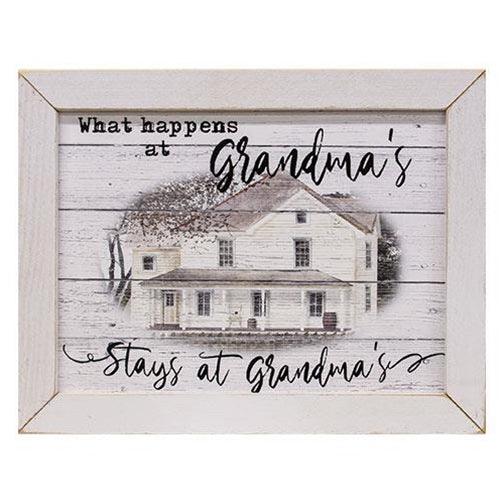 What Happens at Grandma's Print 12x16 White Frame - The Fox Decor