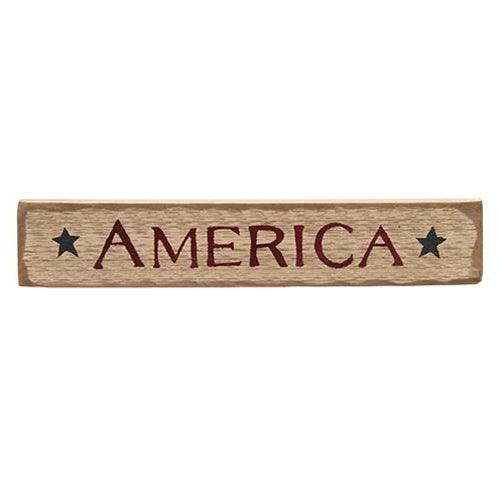 America with Blue Stars Distressed Barnwood Sign - The Fox Decor