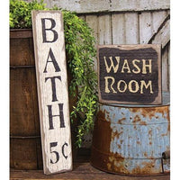 Bath 5 Cents Distressed Barnwood Sign - The Fox Decor
