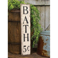 Bath 5 Cents Distressed Barnwood Sign - The Fox Decor