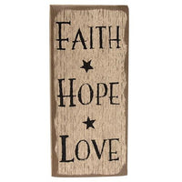 Thumbnail for Faith Hope Love Distressed Barnwood Sign