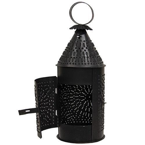 Punched Black Metal Paul Revere Lantern - The Fox Decor