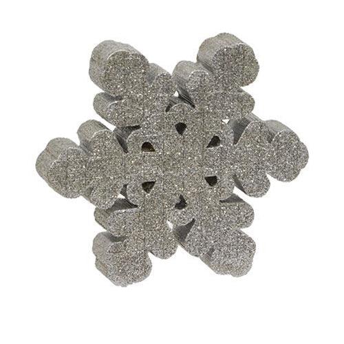 Resin Silver Sparkle Snowflake Sitter 3 Asstd - The Fox Decor