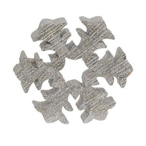 Resin Silver Sparkle Snowflake Sitter 3 Asstd - The Fox Decor