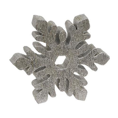 Resin Silver Sparkle Snowflake Sitter 3 Asstd - The Fox Decor