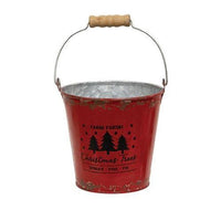 Thumbnail for 2 Set Farm Fresh Christmas Trees Distressed Red Metal Buckets