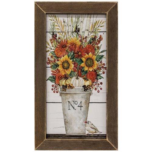 Fall Arrangement Print Brown Stain Frame - The Fox Decor