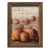 Thumbnail for Gather Here Pumpkins Print 12 x 16 Tobacco Lath Frame