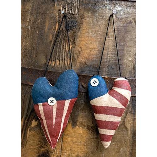 Americana Heart Ornament 2 asstd - The Fox Decor
