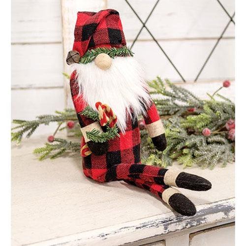 Buffalo Check Long Leg Santa Gnome w Candy Canes - The Fox Decor