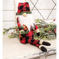 Buffalo Check Long Leg Santa Gnome w Candy Canes - The Fox Decor