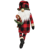 Buffalo Check Long Leg Santa Gnome w Candy Canes - The Fox Decor