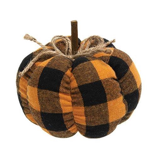 Orange & Black Buffalo Check Stuffed Pumpkin 55 - The Fox Decor