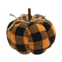 Orange & Black Buffalo Check Stuffed Pumpkin 55 - The Fox Decor