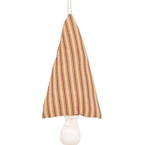 Red Ticking Stripe Fabric Christmas Tree Ornament 8