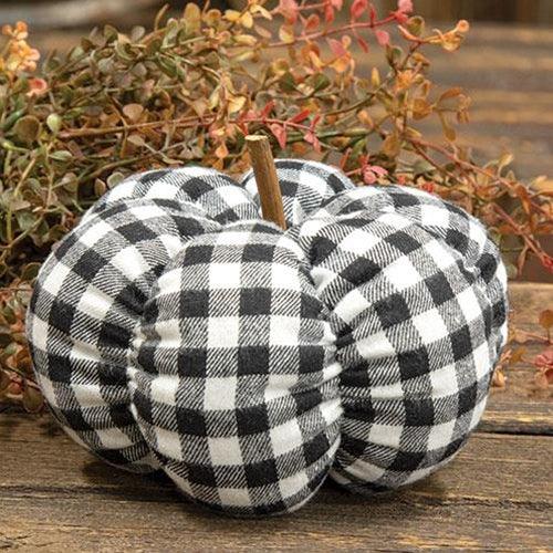 Black & White Buffalo Check Stuffed Felt Pumpkin 65 - The Fox Decor