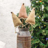 Thumbnail for Christmas Stripe Fabric Tree Pick Ornaments 3 Asst