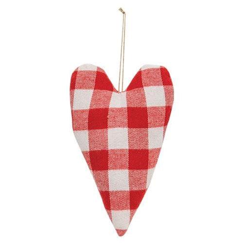 2 Set Buffalo Check Heart Pillow Ornaments - The Fox Decor
