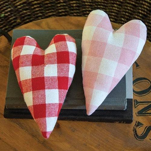 2 Set Buffalo Check Heart Pillow Ornaments