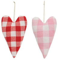 2 Set Buffalo Check Heart Pillow Ornaments - The Fox Decor