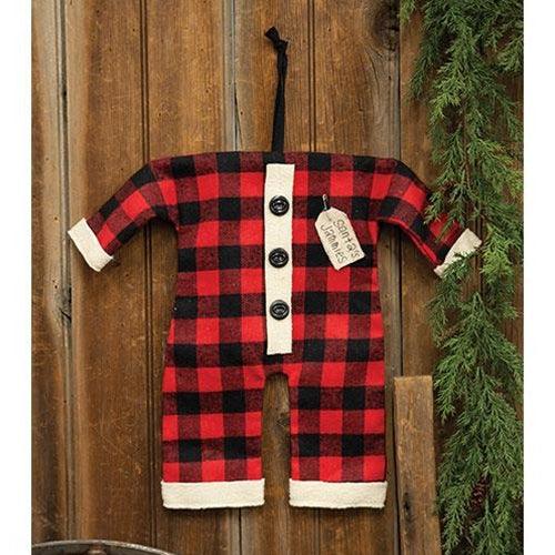 Santa's Jammies Black & Red Check Large Hanger Ornament - The Fox Decor