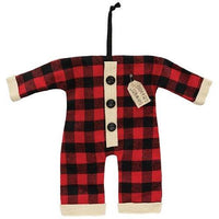 Thumbnail for Santa's Jammies Black & Red Check Large Hanger Ornament - The Fox Decor