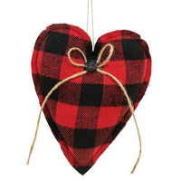 Thumbnail for Red & Black Check Stuffed Heart Ornament - The Fox Decor