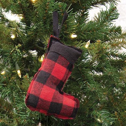 Red & Black Check Stuffed Stocking Ornament - The Fox Decor