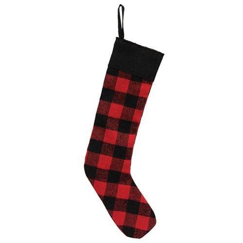 Red & Black Buffalo Check Fabric Stocking Ornament - The Fox Decor