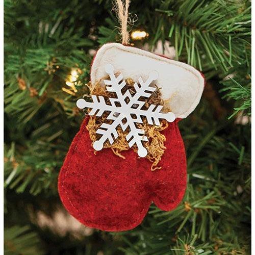 Snowflake Mitten Felt Ornament - The Fox Decor